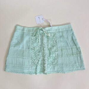 NWT Fillyboo Cherry Lane Mini Skirt in Mint Pastel Green Lace Bows Sweet Girly